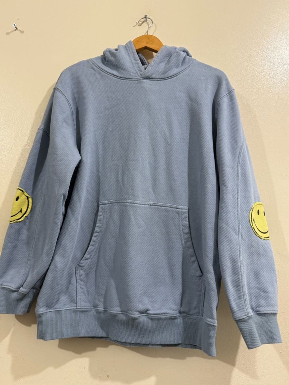 Samii Ryan SMILEY Light Blue Women's Hoodie with Smile Elbow Patches